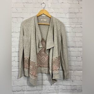 Hollister Women’s Size Small Sweater Open Front Boho Beige Pink Cardigan